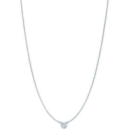 "PEND01687" Single Diamond Necklace 18K White Gold
