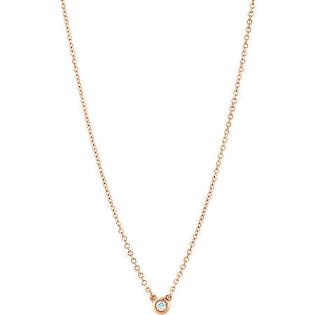 "PEND01688" Single Diamond Necklace in 18K Rose Gold