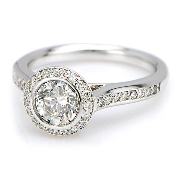 "ENGR02453" Round Diamond Bezel Halo Set Engagement Ring