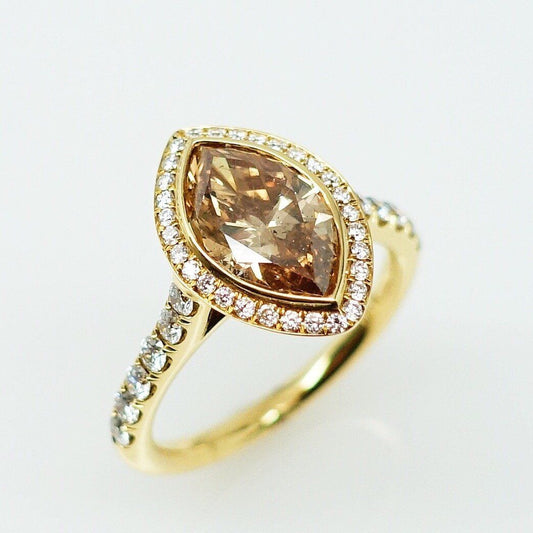 "LADRG01608" Chocolate Diamond Marquise Cut Diamond Ring