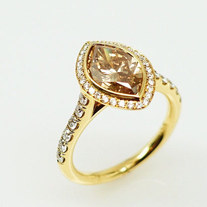 "LADRG01608" Chocolate Diamond Marquise Cut Diamond Ring