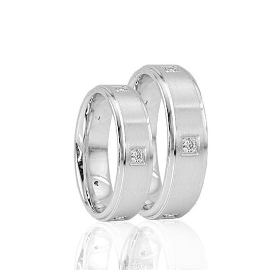 His & Hers 14K White Gold Diamond Wedding Bands