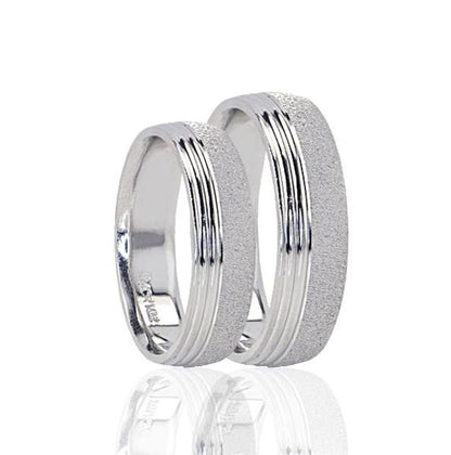 His & Hers Diamond Cut Matte Wedding Bands