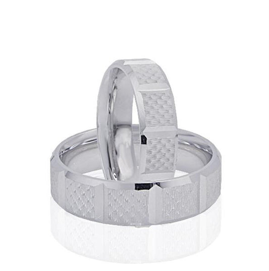 His & Hers Diamond Cut Wedding Bands